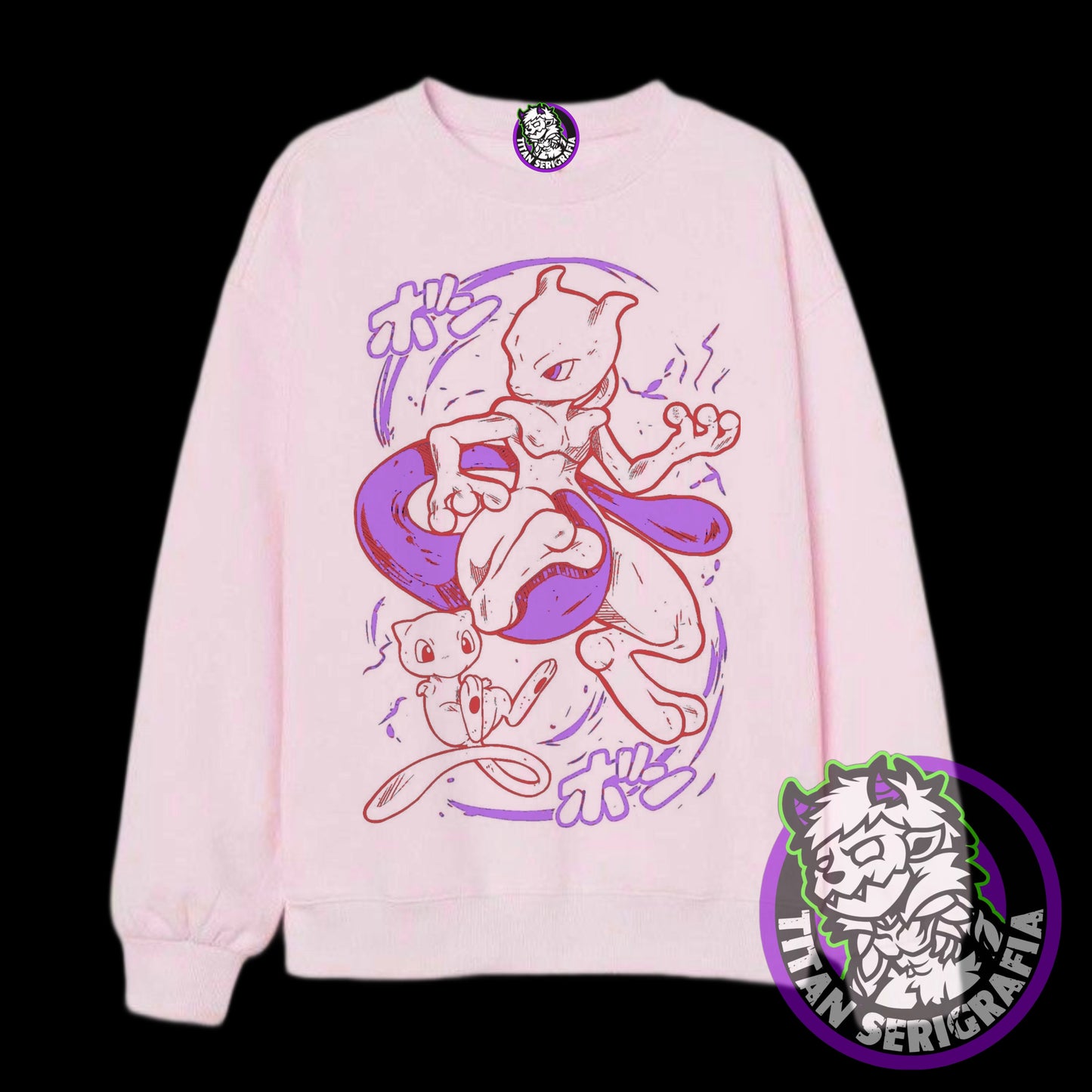 Poleron hoodie y polo rosa Mewtwo-Mew/Pokemon