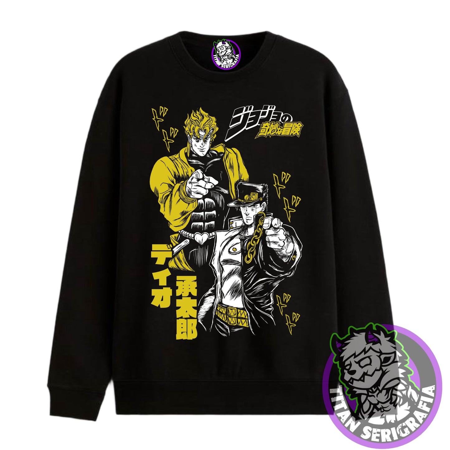 Poleron Hoodie y polo negro Dio y Jotaro/Jojo’s Bizarre Adventure