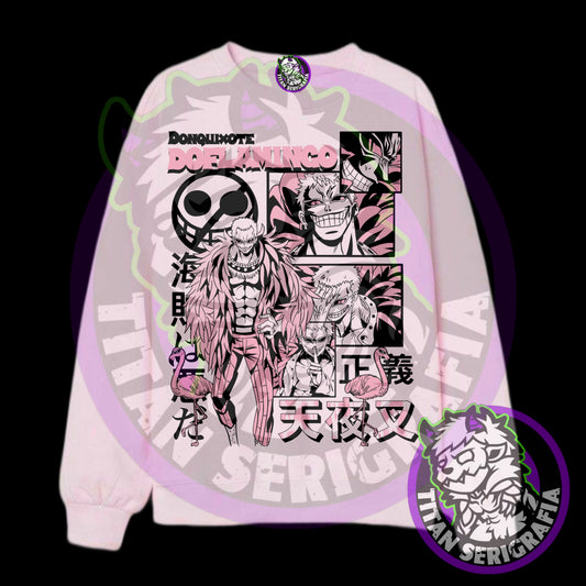 Poleron polo gris y rosa Donquixote Doflamingo/One Piece