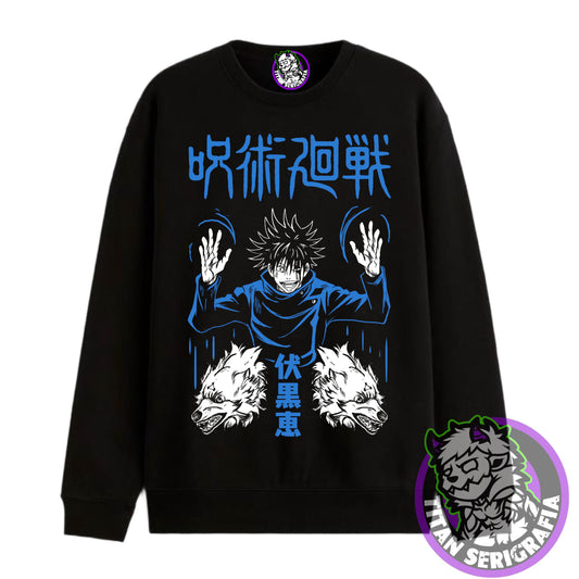 Poleron polo y Hoodie negro Megumi Fushiguro/Jujutsu Kaisen