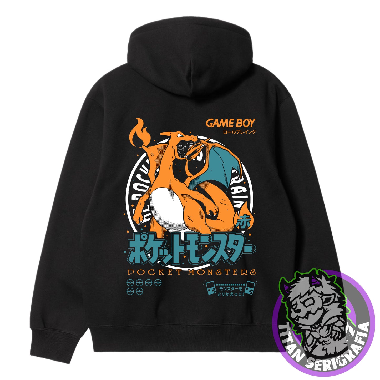 Poleron polo y hoodie negro Charizard/Pokemon