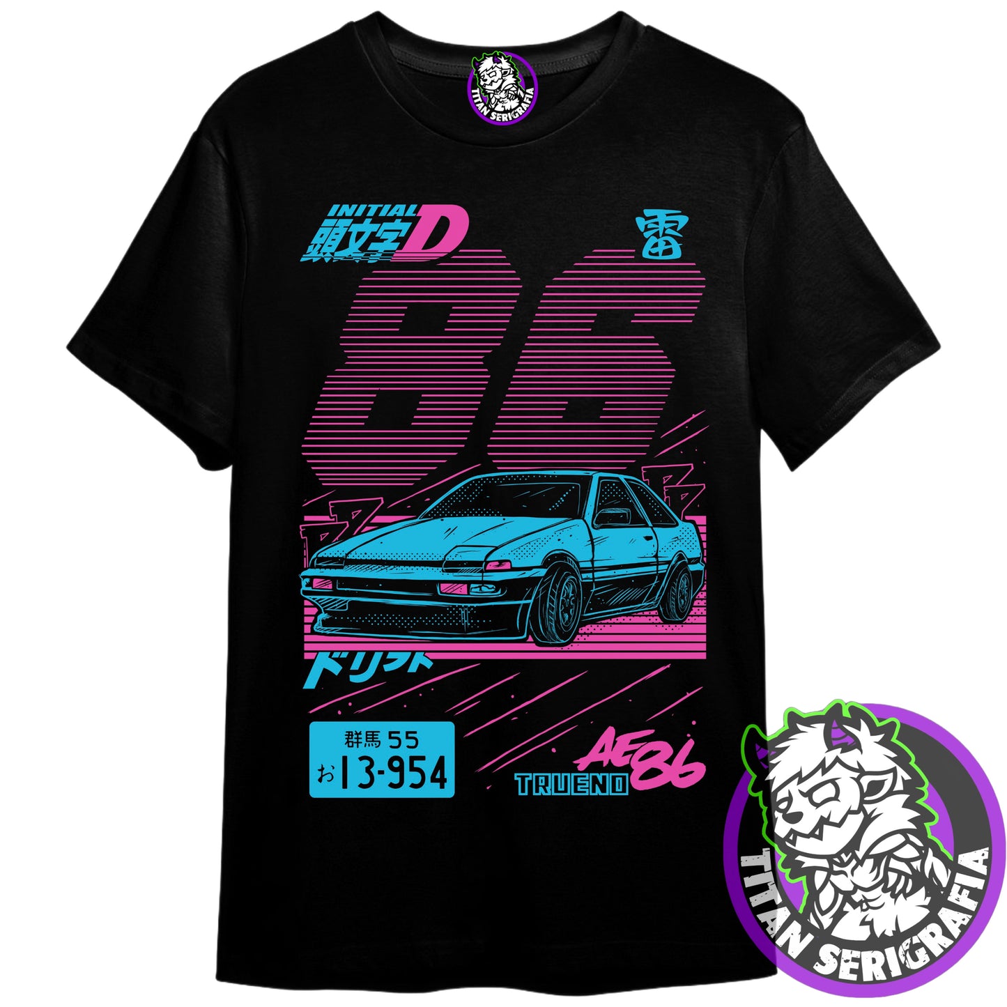 Polera negra Trueno/Initial D