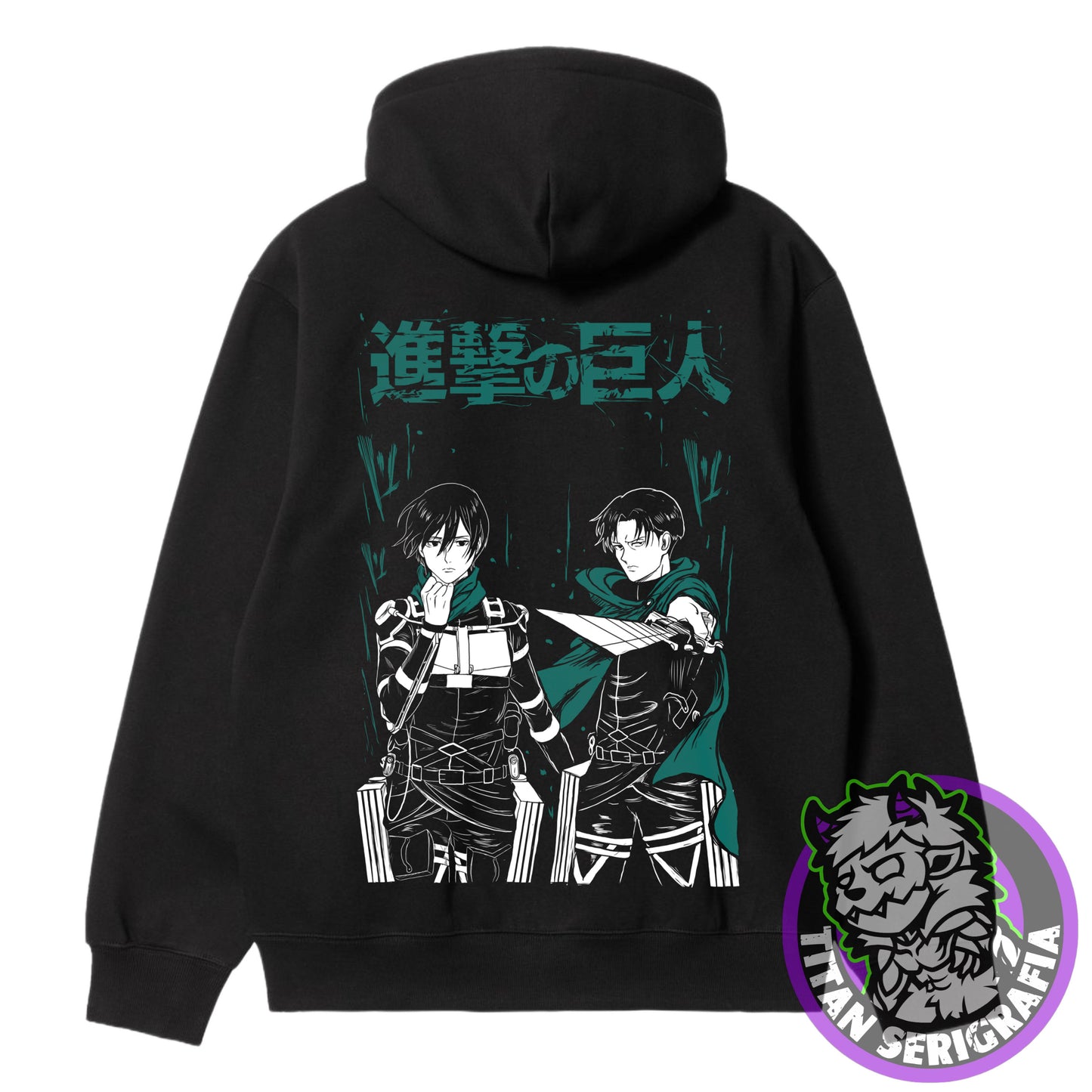 Poleron polo y Hoodie(canguro) negro Mikasa y Levi Ackerman/Attack on Titan