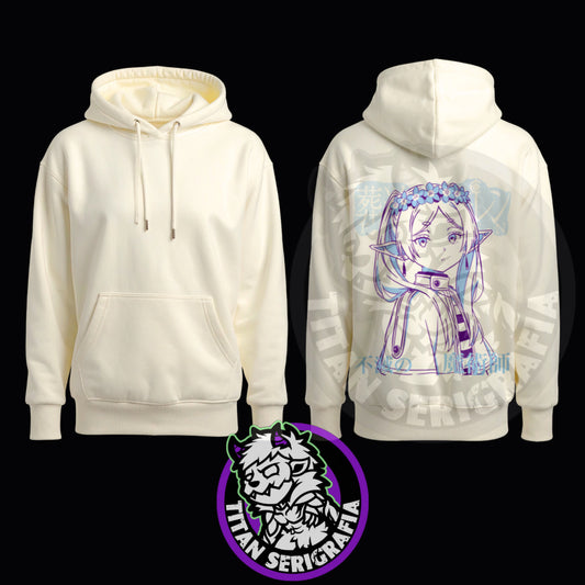 Poleron hoodie arena, rosa y gris Frieren/Soso no Frieren