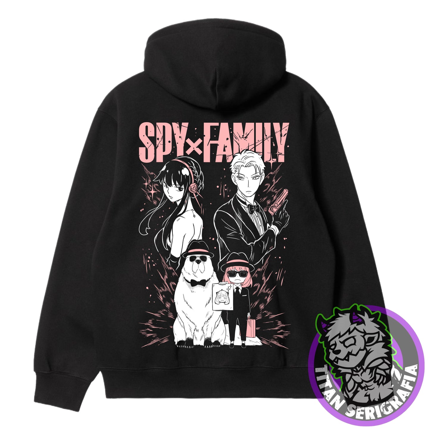 Poleron hoodie y polo negro Familia Forger/Spy x Family