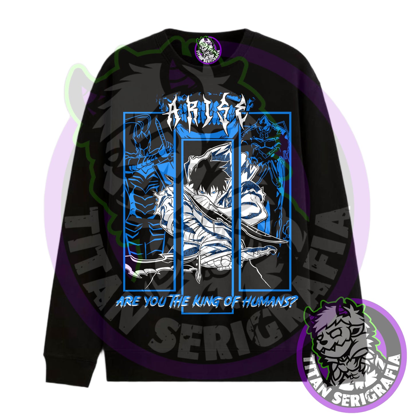 Poleron negro hoodie y polo Solo leveling