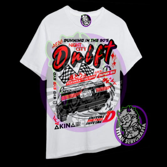 Polera blanca Trueno Drift-Initial D