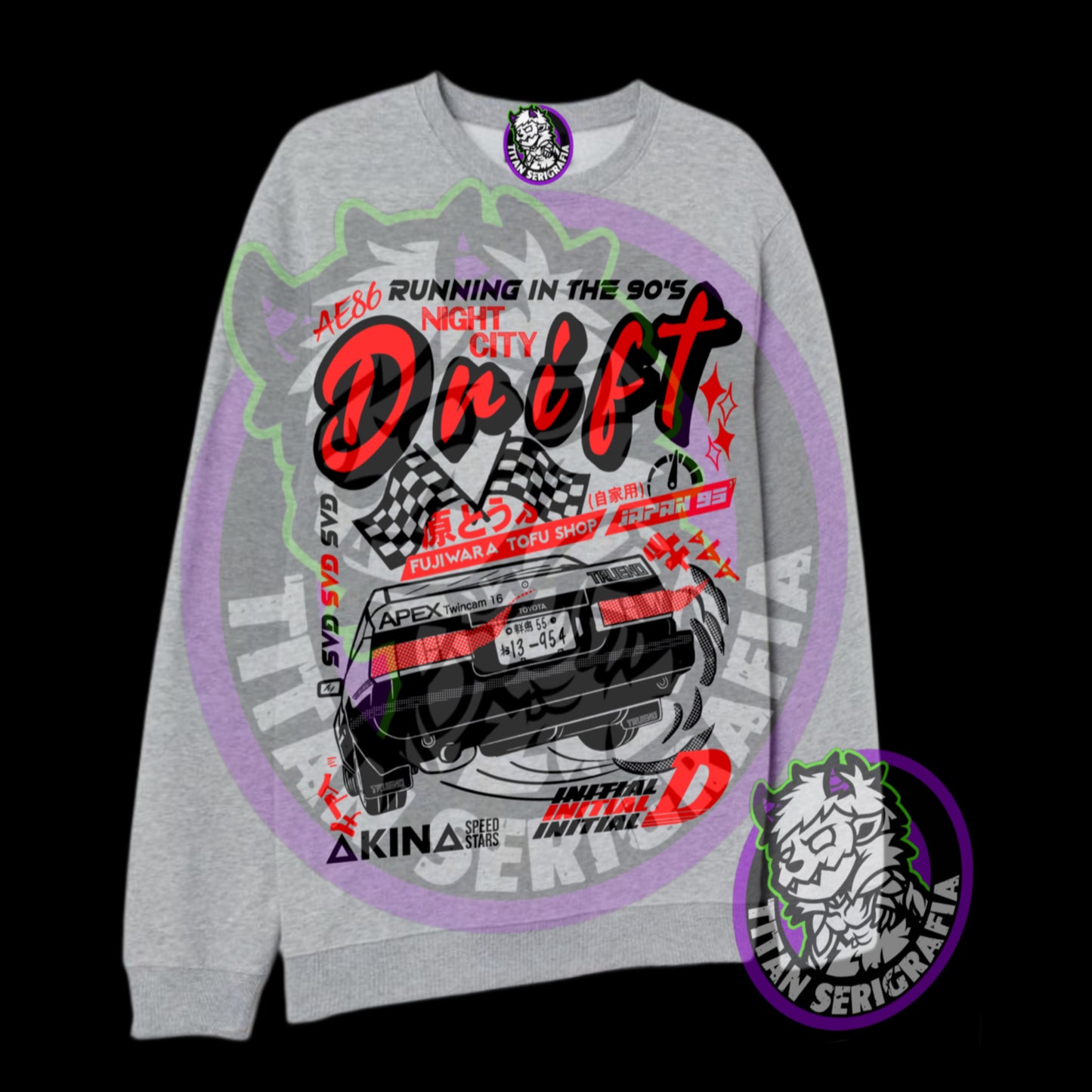 Poleron polo gris y rosa Trueno Drift-Initial D