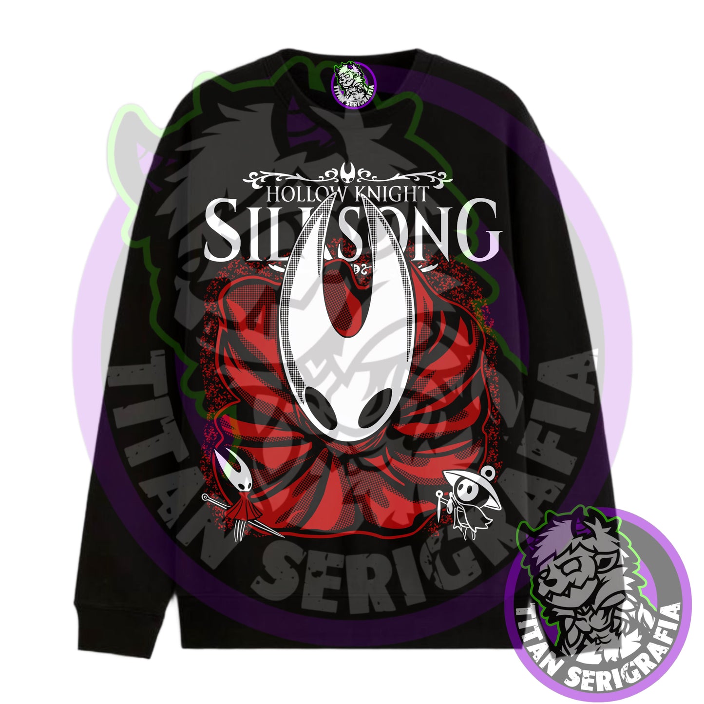 Poleron negro hoodie y polo Hornet/Silksong(Hollow Knight)