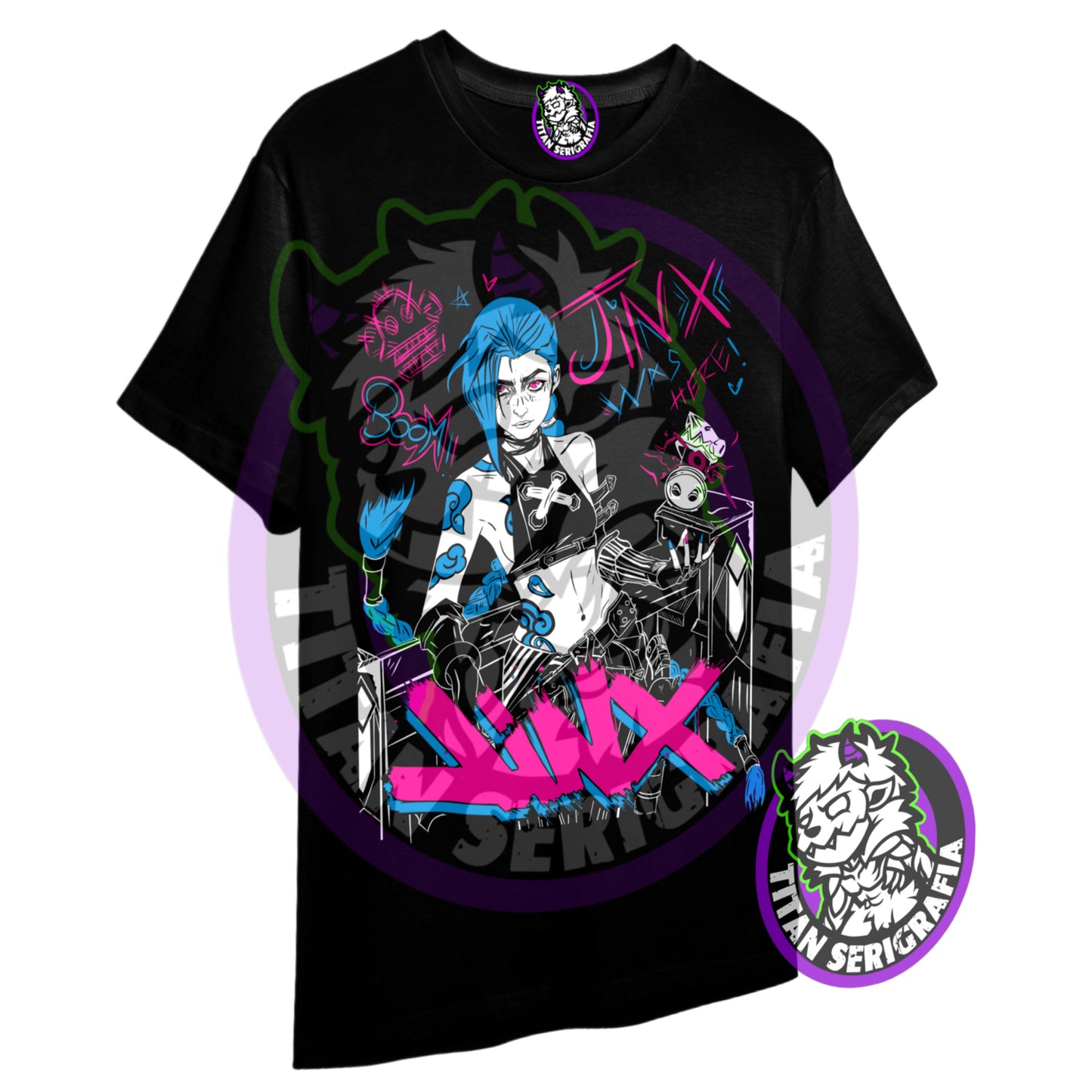 Polera negra Jinx was here-Arcane/League of legends