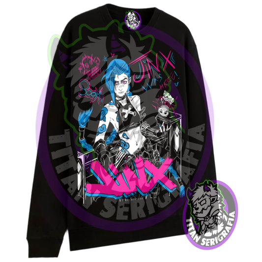 Poleron polo y hoodie negro Jinx was here-Arcane/League of legends