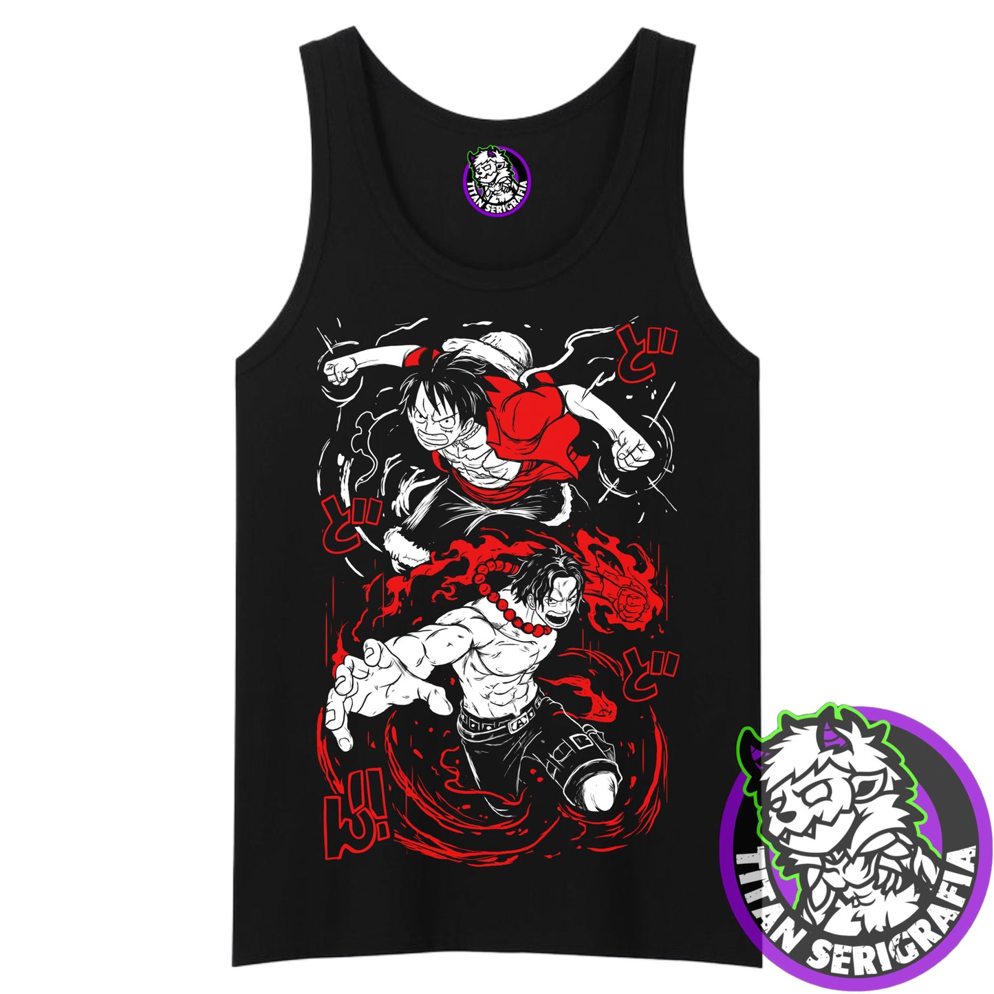 Polera negra Luffy y Ace/One Piece