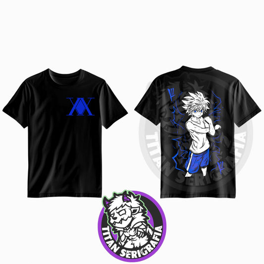 Polera negra doble estampado Killua Zoldyck/Hunter x Hunter