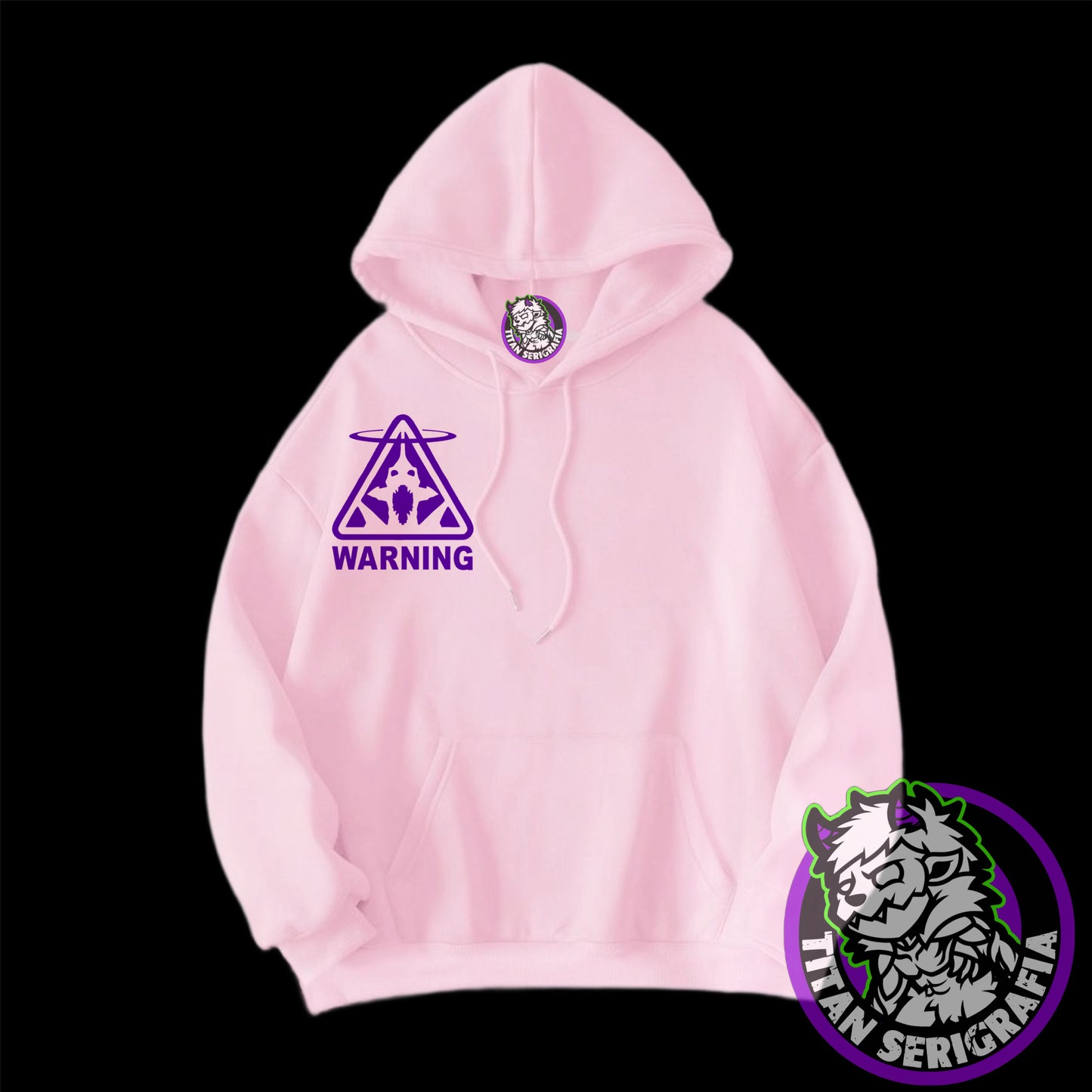 Poleron hoodie arena, rosa y gris Eva01/Neon Genesis Evangelion