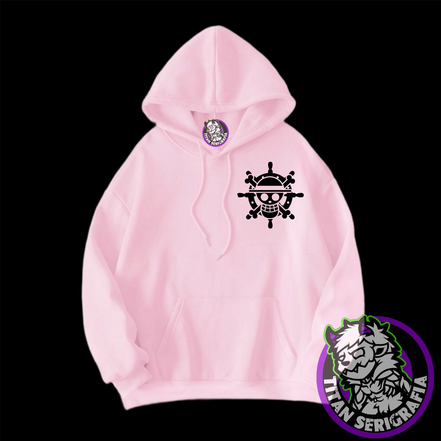 Poleron hoodie arena, rosa y gris Zoro/One Piece