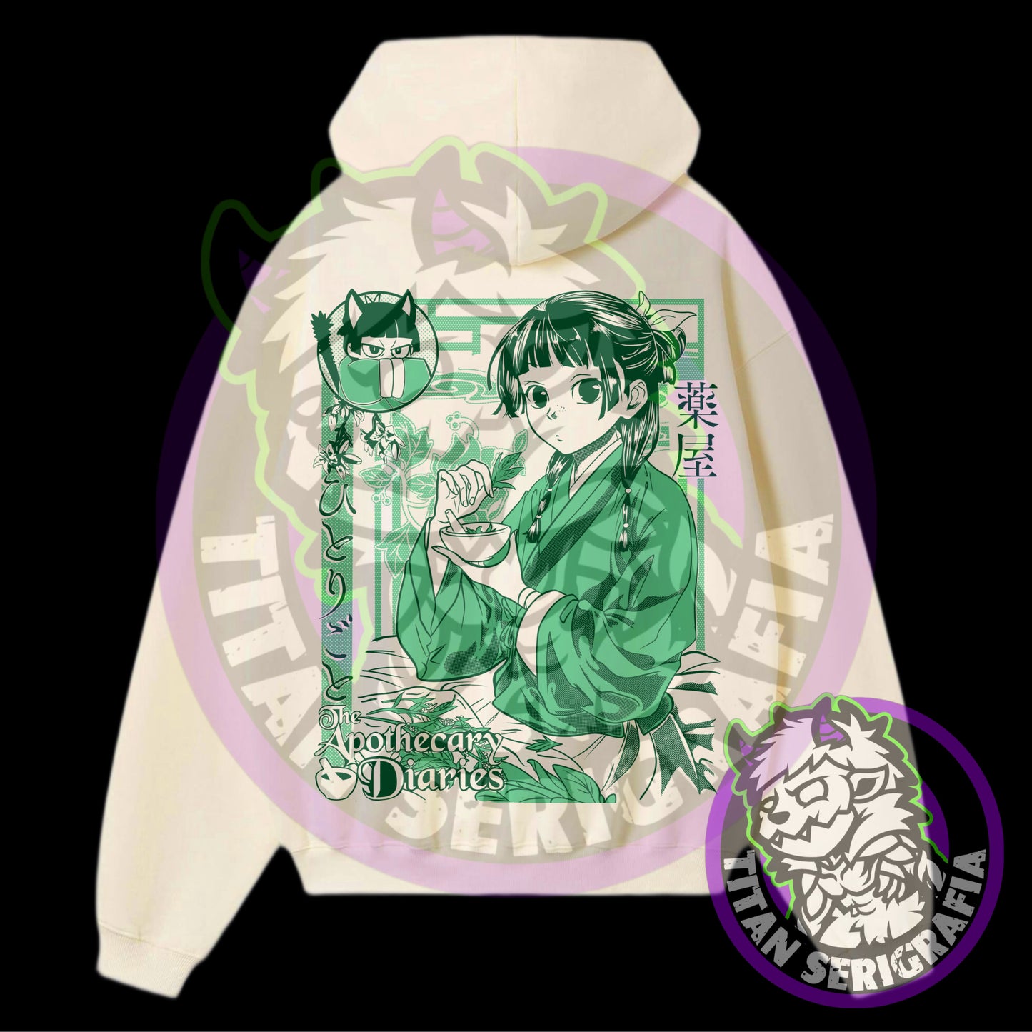 Poleron hoodie arena, rosa y gris de Maomao/Los diarios de la boticaria