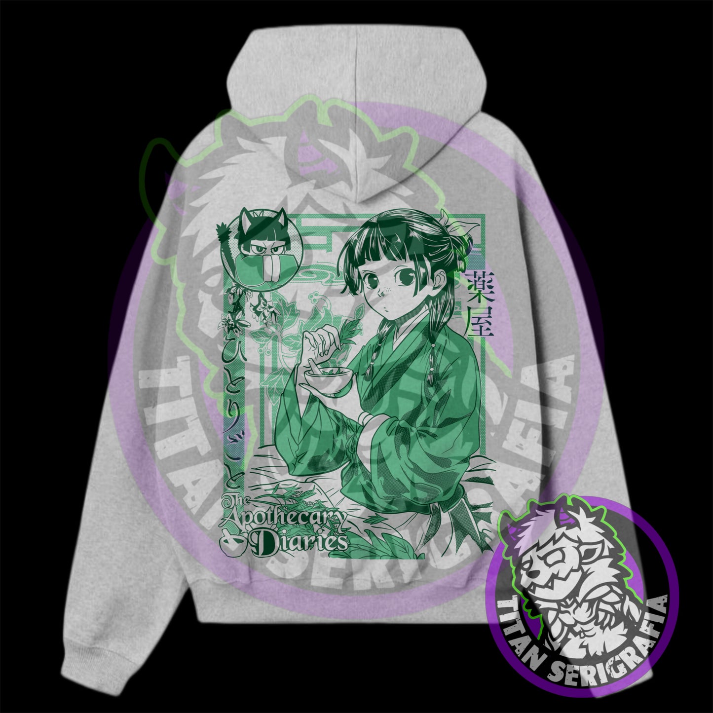 Poleron hoodie arena, rosa y gris de Maomao/Los diarios de la boticaria