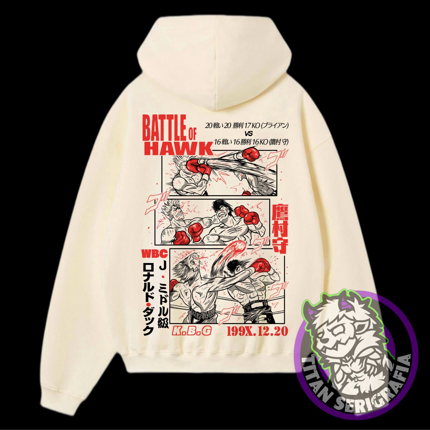 Poleron hoodie arena y gris Takamura vs Hawk/Hajime no Ippo