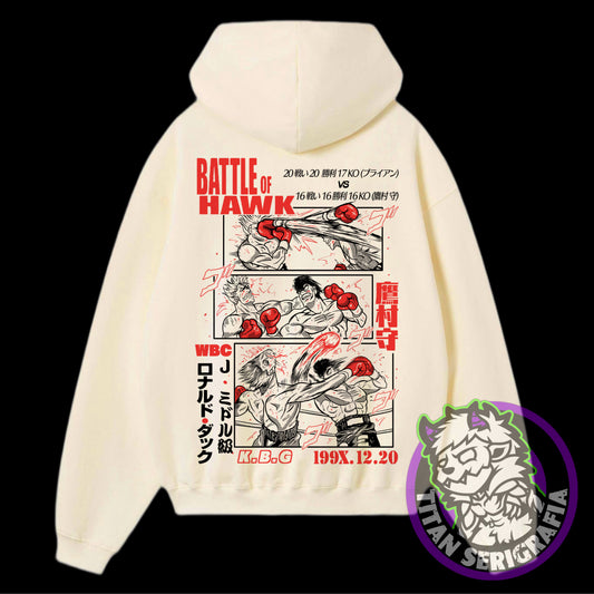 Poleron hoodie arena y gris Takamura vs Hawk/Hajime no Ippo
